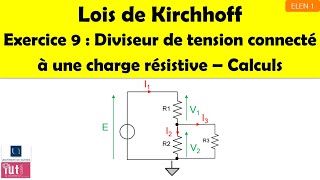 Lois de Kirchhoff  Exercice 9  Diviseur de tension connecté à une charge résistive [upl. by Drida]