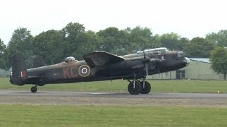 Avro Lancaster take off  propeller tip condensation trails [upl. by Ellednek]