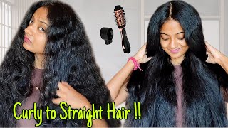 Curly To Straight Hair using UrbanYog 3 in 1 Hot Airbrush Amazon finds How to straight Curly Hair [upl. by Poliard]