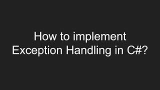 How to implement Exception Handling in C [upl. by Giffie141]