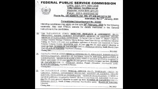 FPSC Jobs 2023 Consolidated Advertisement No 22023 [upl. by Minor116]