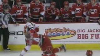 Eric Nystrom vs Dennis Seidenberg Mar 6 2009 [upl. by Idnarb156]