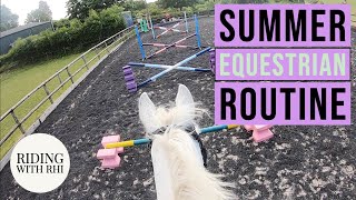 HORSE MORNING ROUTINE  Tack Up and Ride With Me  SUMMER 2020  UK Equestrian YouTuber [upl. by Aissatan481]