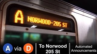 ᴴᴰ R160 A Train via D line  To Norwood 205 St via All Local Stops  From Far Rockaway [upl. by Matejka]