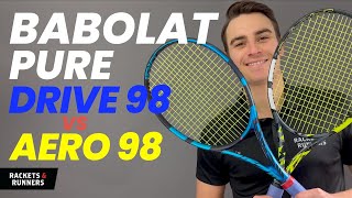 Battle of two modern Babolat 98s Pure Drive 98 vs Pure Aero 98 Comparison  Rackets amp Runners [upl. by Tomasine]