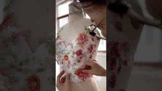 Making a corset floral sequin embroidered midi dress dress gown fashion sewing wedding [upl. by Lubeck]