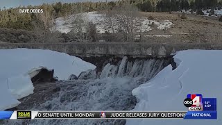 A crack found in Panguitch Lake dam causes closure of Utah highway [upl. by Hgielime494]