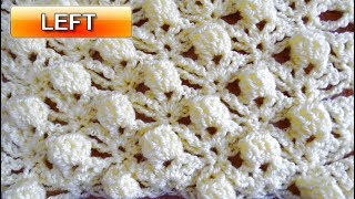 Flower Crochet Stitch Tutorial  Left Handed Version [upl. by Imailiv]