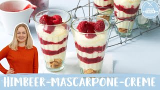 Himbeer Mascarpone Creme 🍓🍰  Einfaches und schnelles Dessert  Einfach Backen [upl. by Ennad]