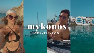 Mykonos Greece  beach clubs Cavo Tagoo boat ride Little Venice restaurants airbnb tour [upl. by Yuzik]