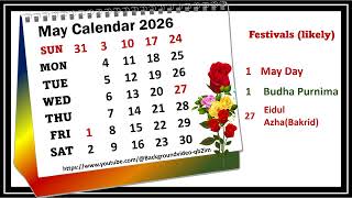 May Calendar 2026 maycalender2026 [upl. by Lubbock669]