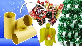 6 Adornos navideños hechos con tubos de papel higiénico Diy Navidad 2021 Manualidades fáciles [upl. by Quintessa]