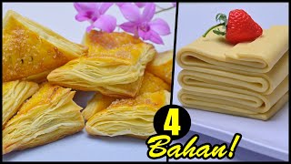 PUFF PASTRY 4 BAHAN TANPA KELUAR MASUK KULKAS [upl. by Nnylyam]