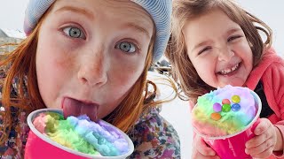 SNOW CONE SCHOOL Family Day at PiRATE iSLAND sledding and snowboarding with Adley Niko amp Navey [upl. by Bethel]