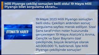 Milli Piyango çekilişi sonuçları belli oldu 19 Mayıs Milli Piyango bilet sorgulama ekranı [upl. by Ardnuyek709]