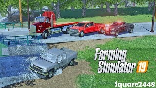 Chevy Truck Crashed Off Road  Grain Truck Broken Down  Heavy Rescue  Farming Simulator 19 [upl. by Rosol936]