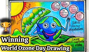 Ozone Day Drawing  save ozone layer poster  Ozone day poster making idea [upl. by Naryb373]