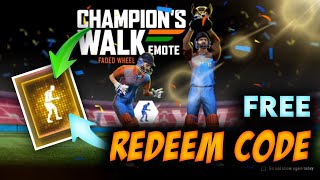 Free Fire New Champions Walk Emote Redeem Code  Free Fire Redeem Code Today  Garena Free Fire [upl. by Ail395]