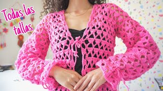 Cárdigan Odila 😍 chaqueta calada a crochet  sobre medida [upl. by Cutty]