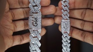 85mm Diamond Cuban Chain White Gold by 6 ICE [upl. by Stier908]