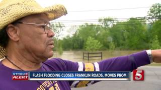 Flash Flooding Closes Franklin Roads Moves Prom [upl. by Adorl811]