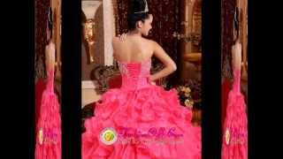 Informal Hot Pink Quinceanera Dress Strapless Organza Beading and Appliques Ball Gown [upl. by Enihpets723]