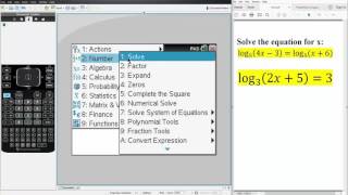 Alg2 Solving Logarithmic Equations TInSpire CX CAS [upl. by Anne-Marie]