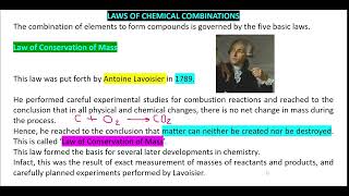 LAWS OF CHEMICAL COMBINATIONS Law of Conservation of Mass Antoine Lavoisier Class11 Class9 [upl. by Damek188]