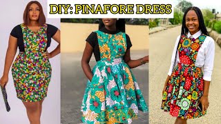 How to Cut and Sew a Simple Pinafore DressStep by step sewing a Short Dress Tutorial [upl. by Clercq]