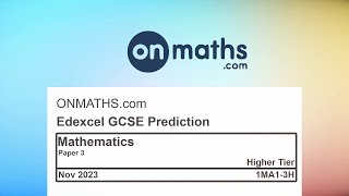 Nov 2023 Predicted Maths GCSE Paper 3 Edexcel Higher Paper 3 Calculator Exam 1MA13H [upl. by Rentsch]