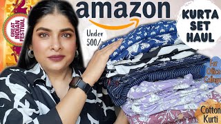 Amazon Cotton Kurta Set Haul Under 500  Amazon Great Indian Festival Sale  Antima Dubey Samaa [upl. by Osmo426]