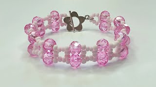 DIY Rondelle Crystal Beaded Bracelet  Jewelry Making  Beaded Bracelet Tutorial [upl. by Airdnaz]