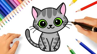 COMMENT DESSINER un CHAT FACILE 🐱 [upl. by Nosiddam]