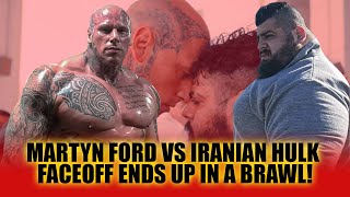 Martyn Ford vs Iranian Hulk faceoff ends up in a BRAWL [upl. by Atteynod373]