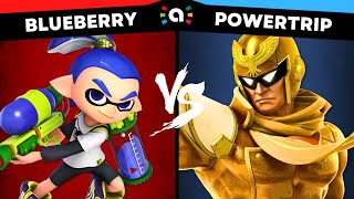 Blueberry Inkling vs Powertrip Captain Falcon  Super Smash Bros Ultimate Amiibo Fights [upl. by Ennail]