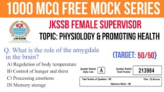 PHYSIOLOGY AND PROMOTING HEALTH MCQ AND PYQ  JKSSB SUPERVISOR MCQS AND PYQ  SOCIOLOGY MCQ AND PYQ [upl. by Hakaber]