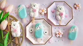 How to make CUTE BEAR amp PRETTY BLUE CAKESICLES [upl. by Xilef888]