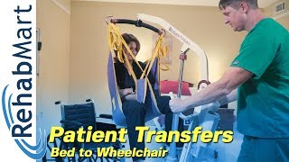 How to use a Hoyer Patient Lift to transfer a patient from the Bed to their Wheelchair [upl. by Langley512]