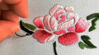 Hand Embroidery for Beginners 2020 How to embroider classic peony flowers刺繡入門2020 如何用套針和斜針繡經典的牡丹花 [upl. by Eneryc]