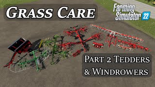 Grass Care Part 2  Tedders and Windrowers  Farming Simulator 22 [upl. by Euqinamod34]