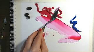 Pictura abstracta in Acrilice pe hartie  How to paint Abstract acrylic painting knife [upl. by Grochow109]