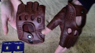 Mens and Womens Cognac Fingerless Cycling Driving Gloves [upl. by Marcin]