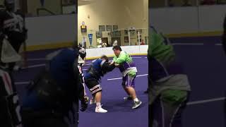 Box Lacrosse Fight Jr B Onondaga RedHawks Julio Ramirez vs Seneca Warchiefs Ryan John [upl. by Hibbert]