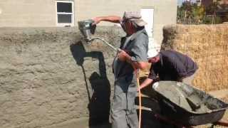 Straw Bale Wall Stucco [upl. by Donna]