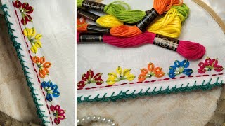 Beautiful hand embroidery design full tutorial Multi color embroidery  latest embroidery design [upl. by Aizirtap]