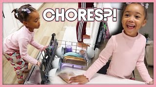 My 3 Year Old Does Chores  Kids Chore Routine [upl. by Dnalyram]