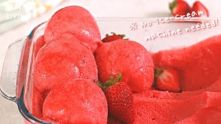 Airy Strawberry Sorbet Without An Ice Cream Maker 🍓 Secret Ingredient [upl. by Lleksah]