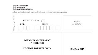 Matura biologia  maj 2017  poziom rozszerzony  stara podstawa  CKE [upl. by Tobi]