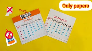 2024 Calendar Making  no glue paper craftsDIY  calendar making ideas 📆 2024🥳 [upl. by Arch]