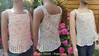 Tuto Tricot Top Enfant à bretelles de la taille 23 ans à 1012 ans création  Débardeur Enfant [upl. by Had338]